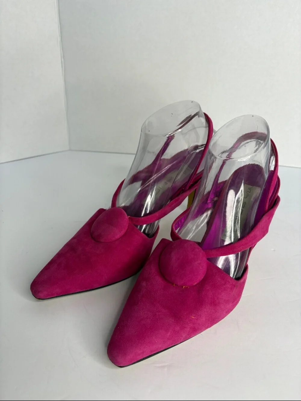 Via Spiga Women’s Fuchsia Suede Pointed-Toe Slingback Heels